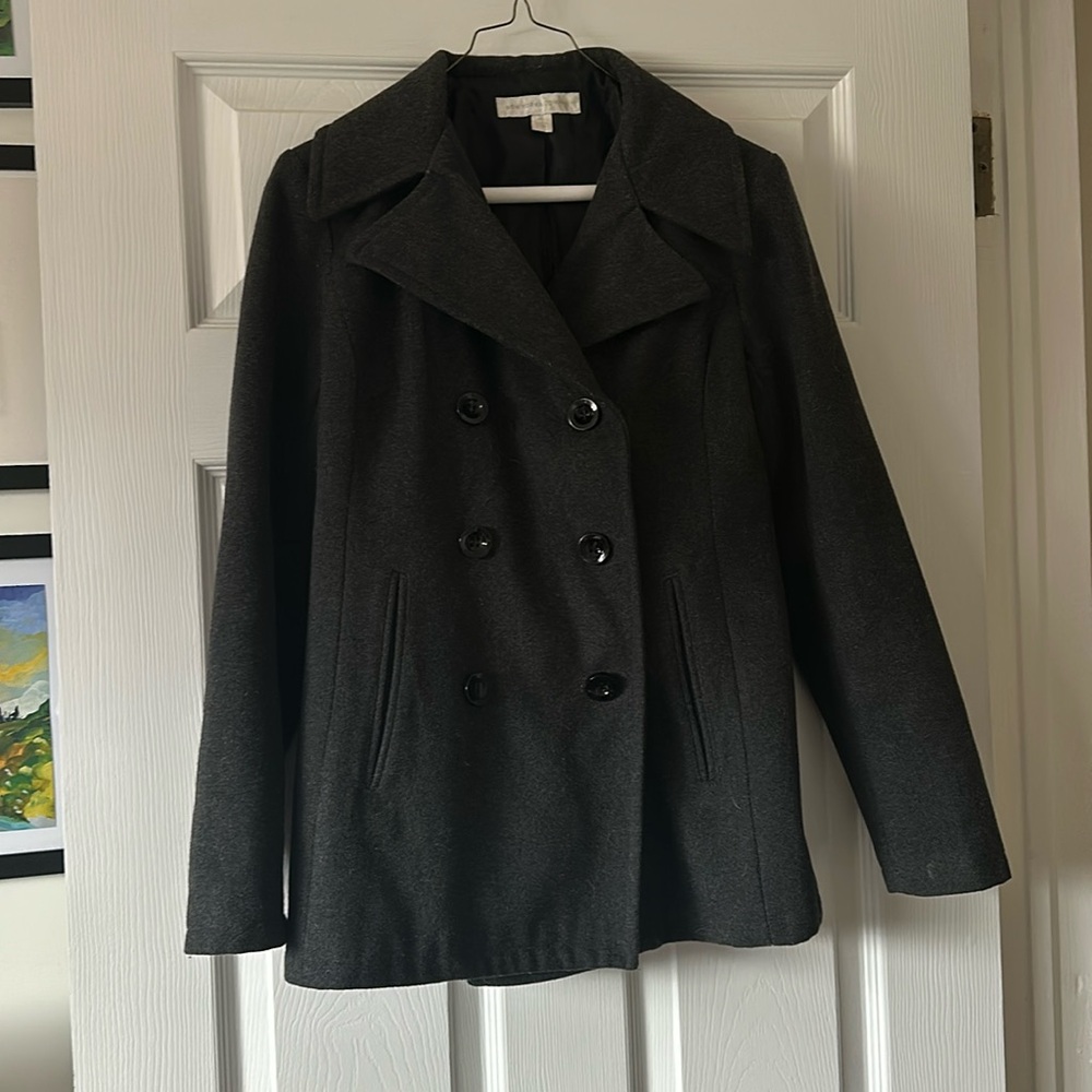 New York & Co. Charcoal Gray Peacoat